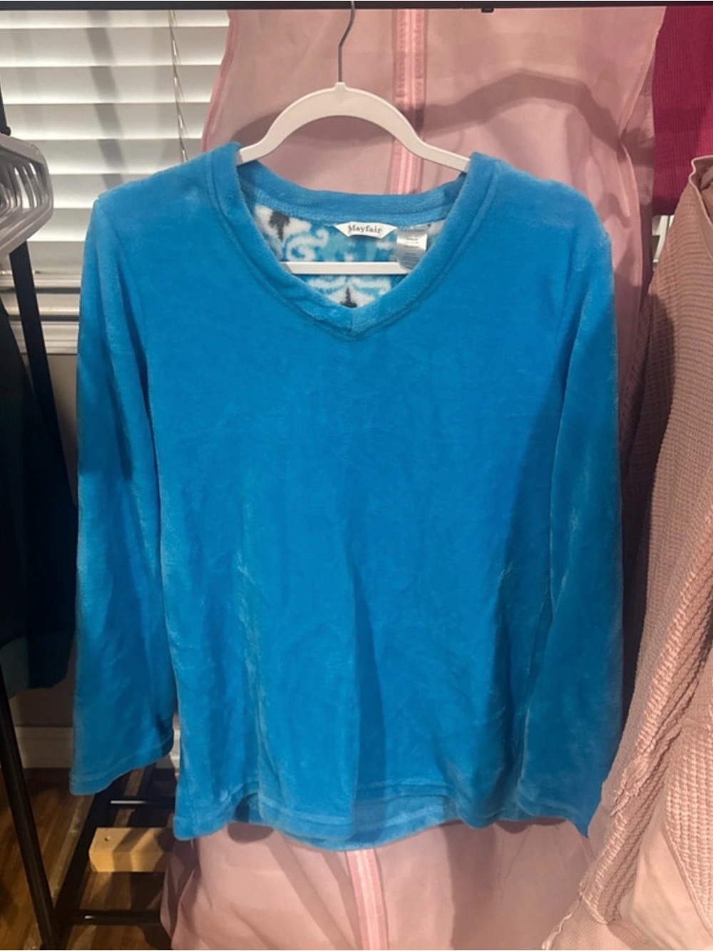 Mayfair Women's Plush V-Neck Top in Bright Blue